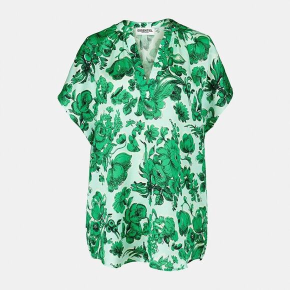 ESSENTIEL ANTWERP green floral silk blouse / size 6 - Picture 7 of 7
